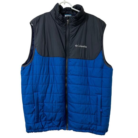Columbia Mens Size Large Gray & Blue Full Zip Puffer Vest Outdoors Gorpcore - Picture 1 of 5